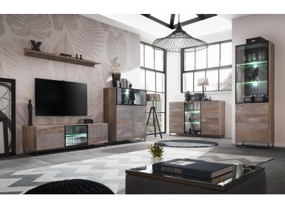 Design Wall unit TV lowboard 2x Display case TV cabinet Lowboard Furnishings Set 5 pieces