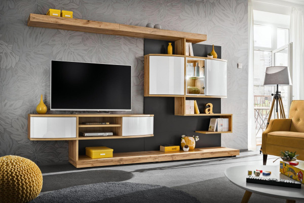 Braun Wall unit Furnishings Luxury Living room Designer TV Lowboard Furniture new