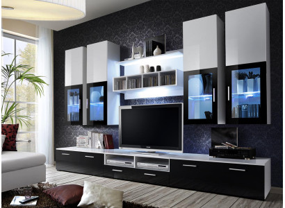 Modern Design Wall unit Wood Wall Shelves Complete TV Lowboard Furnishings