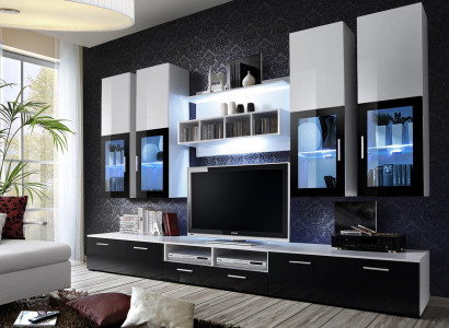 Modern Design Wall unit Wood Wall Shelves Complete TV Lowboard Furnishings