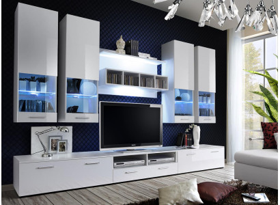 Wall unit tv stand sideboard designer modern living room shelves wood new