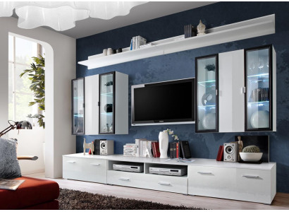 Living room furniture Set Designer Wall unit Furnishings wall cabinet White