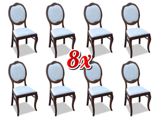 Chair Group 8x Chairs Set Living - Dining room Suite Wood Lehn Leather Textile new