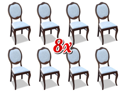 Chair Group 8x Chairs Set Living - Dining room Suite Wood Lehn Leather Textile new