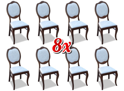 Chair Group 8x Chairs Set Living - Dining room Suite Wood Lehn Leather Textile new