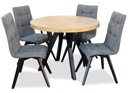 Complete Round Dining table 4x Chairs Dining room Set Ess Group Wood 5pcs