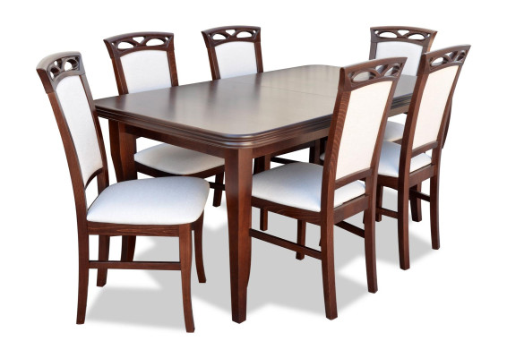 Classic r Table Dining table Dining room Wood Suite 6x Chair Set Chairs Lehn 7tlg