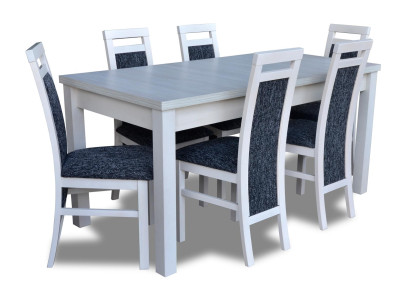 Table Dining room Suite Dining table Chair Set 7 pieces. Leather Wood Leaning Chairs new