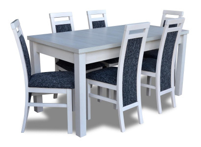 Table Dining room Suite Dining table Chair Set 7 pieces. Leather Wood Leaning Chairs new