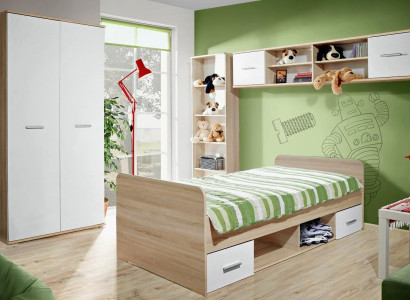 Childrens room Complete Bed Wardrobe Bookshelf Wall shelf Set 5 pcs