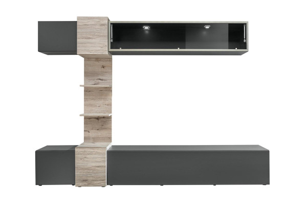 Designer Living room Modern Set Wall unit Wall Shelves Gray TV lowboard