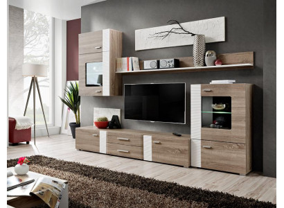 Wall unit TV Wall Wood Style Modern Shelf Living room Furniture Wardrobe new