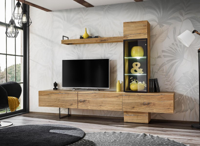 Wall unit Designer Living room Set Lowboard Wall shelf TV Lowboard new Furniture