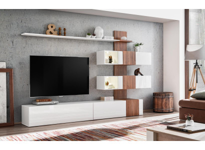 Modern Wall unit Luxury Furnishings Living room Design TV Lowboard Wall Shelves