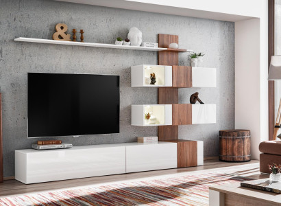 Modern Wall unit Luxury Furnishings Living room Design TV Lowboard Wall Shelves