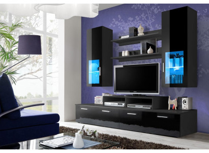 Wall unit Wood Style Modern Luxury Living room Furniture Wall Cabinet Complete
