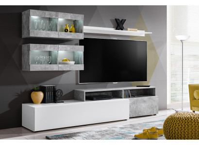 Modern Wall unit Gray Luxury Wall Cabinet Living room TV Stand Furniture