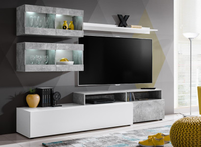 Modern Wall unit Gray Luxury Wall Cabinet Living room TV Stand Furniture