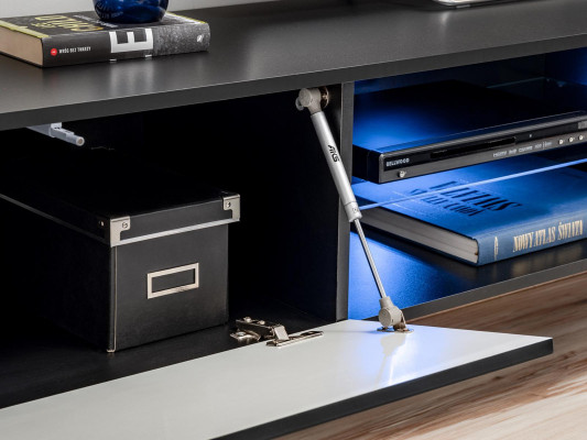 Black Wall unit with fireplace Living room Designer Modern Furniture TV Stand