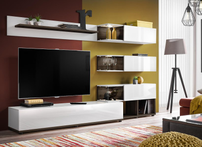Wall unit Design Wall shelf TV Lowboard Shelf Living room Wood Furnishings