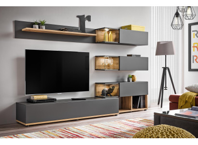 Luxury Wall unit Wall shelf Shelf Living room TV lowboard Modern Wood Designer