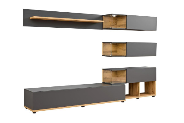 Luxury Wall unit Wall shelf Shelf Living room TV lowboard Modern Wood Designer