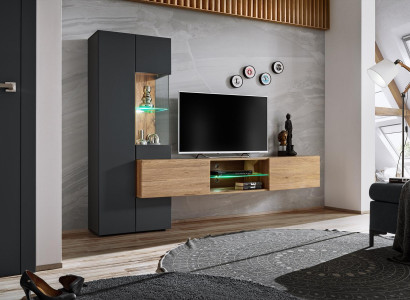 Gray Complete Wall unit Luxury Designer Shelf Living room new Furnishings