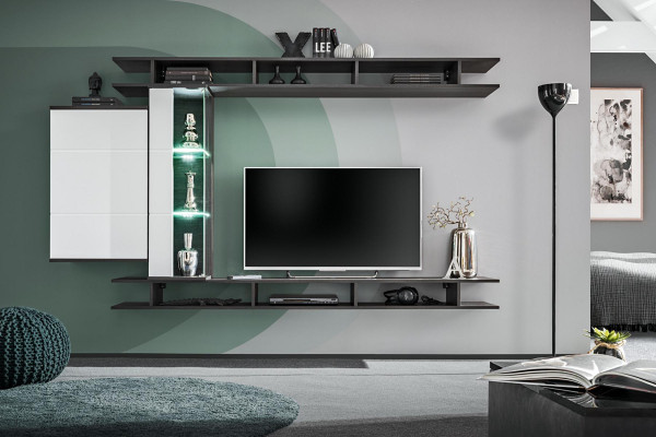 Modern Wall unit Gray Designer Living room Furniture Wood wall cabinet