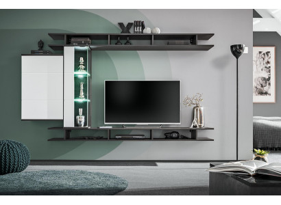 Modern Wall unit Gray Designer Living room Furniture Wood wall cabinet