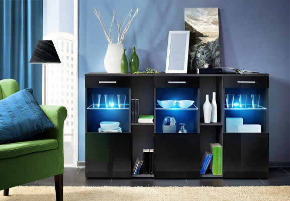 Black Sideboard Designer Chest of drawers Living room Modern Wood Furniture