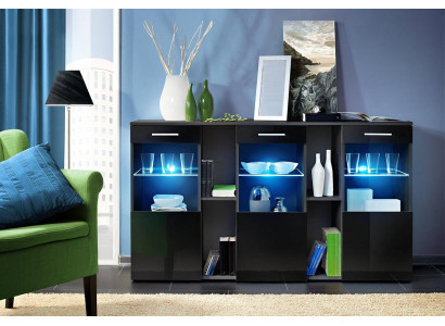 Black Sideboard Designer Chest of drawers Living room Modern Wood Furniture