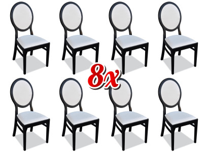 Set 8x Chair Design Armchair Upholstery Chairs Gastro Dining room Fabric Solid Wood