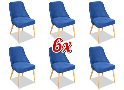 Kitchen Dining room Chairs 6x Chair Group Chairs Suite Textile Fabric Wood Furniture