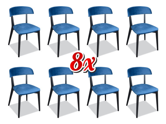 Suite Wood Solid Upholstery Luxury Armchair Set 8x Chair Group Seat Leaning Chairs