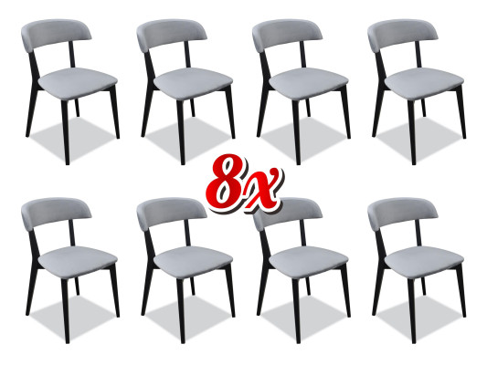 Suite Wood Solid Upholstery Luxury Armchair Set 8x Chair Group Seat Leaning Chairs
