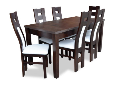 Classic r Dining table Table Wood Dining room Suite 6x Chairs Set Brown
