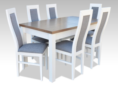 Luxury Dining room Set Suite 7pcs White Wood Furniture Chest of drawers 6x Chair Table Group