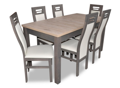 Real wood armchair furniture wood table seat dining room 6x chairs 7 pieces. Set suite