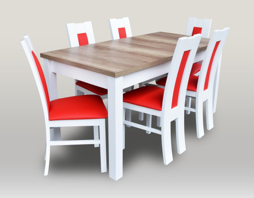 Dining room Set Suite 7 pcs. Red 6x Armchair Chair Table Complete Group Lehn