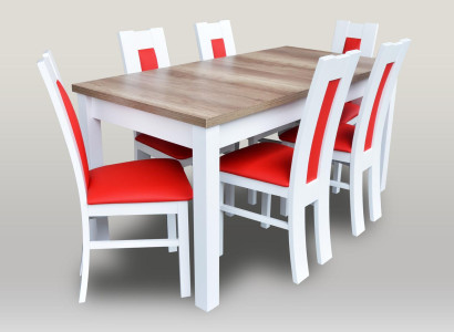 Dining room Set Suite 7 pcs. Red 6x Armchair Chair Table Complete Group Lehn