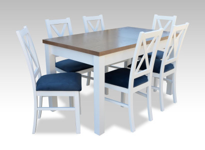 Dining table Suite Table 6xChairs Chair Dining room Suite Table Wood Textile 7pcs