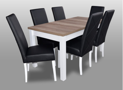 Modern Dining room Leather Table Chair Suite Complete Set 7 piece set