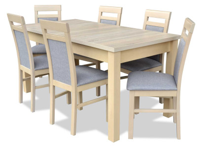 Dining table + 6x Chairs Dining room Suite Designer Wood Classic Set