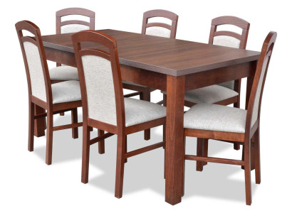 Designer Wood Ess Dining room Set Table 6x Chairs Suite Upholstery 7pcs