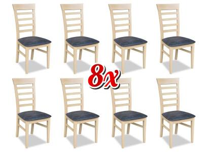 Suite Chairs Gastro Dining room Group Set 8x Armchair Chair Design Wood Leather