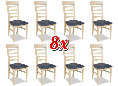 Suite Chairs Gastro Dining room Group Set 8x Armchair Chair Design Wood Leather