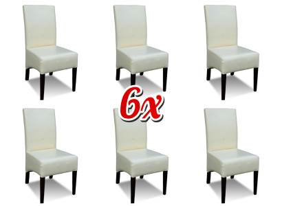 Dining room Suite Wood Lehn Leather Textile Chair 6x Chairs Group Set Armchair