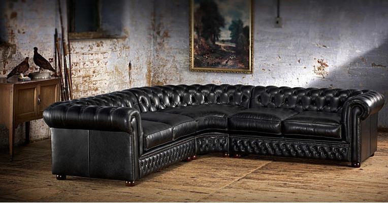 Chesterfield Corner sofa Sofa Couch Upholstery Corner suite Leather sofa 100% Leather