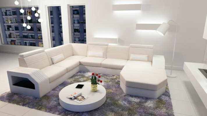 Designer Sofa Corner sofa Leather Fabric Textile Upholstery Suite Living landscape new