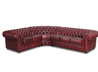 Corner sofa Sofa Couch Upholstery Corner suite Corner Chesterfield 100% Leather Immediately